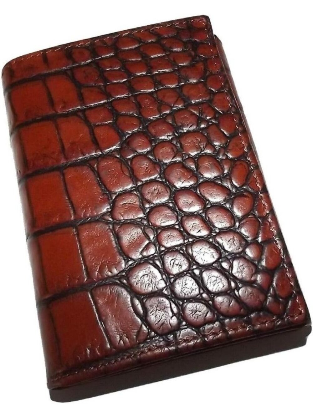 Croc Embossed Leather Trifold Wallet for Men | Stylish Credit Card Holder in